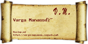 Varga Manassé névjegykártya